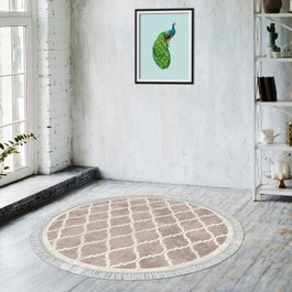 Conceptum Alfombra de Pasillo Crema y Marrón 100 x 100 cm
